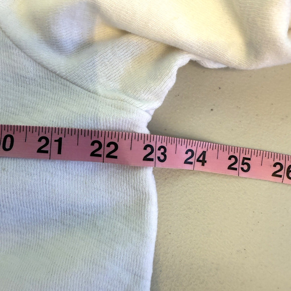 J. Jill Sweatshirt Jacket Womens Size L White Cotton Linen Beachy Coastal Hood - Picture 8 of 9